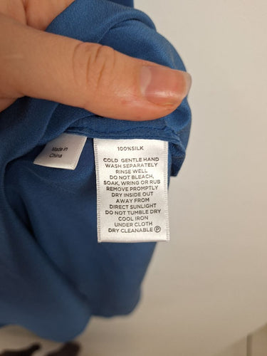 Second-Hand - Sportscraft Denim Blue Silk Midi Dress Size 10 - SwapUp