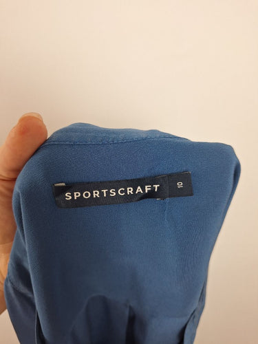 Second-Hand - Sportscraft Denim Blue Silk Midi Dress Size 10 - SwapUp