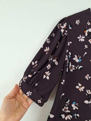 Second-Hand - Veronika Maine Plum Floral Blouse Size 8 - SwapUp