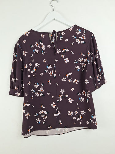 Second-Hand - Veronika Maine Plum Floral Blouse Size 8 - SwapUp
