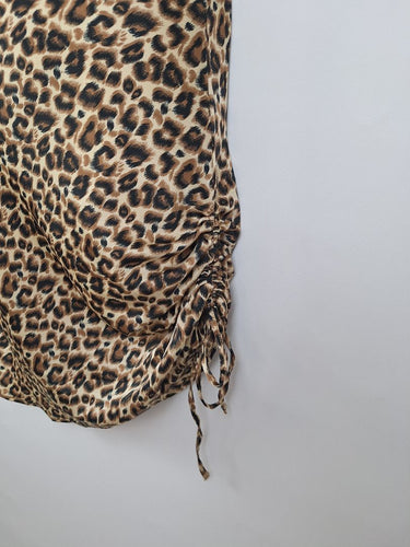 Second-Hand - Jorge Cowl Neck Animal Print Adjustable Length Dress Size 12 - SwapUp