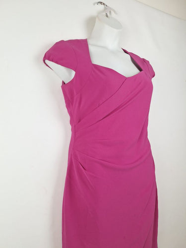 Second-Hand - Hobbs Fuscia Draped Asymmetric Dress Size 12 - SwapUp