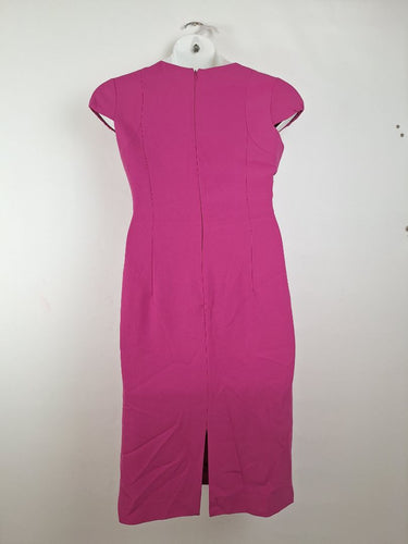 Second-Hand - Hobbs Fuscia Draped Asymmetric Dress Size 12 - SwapUp