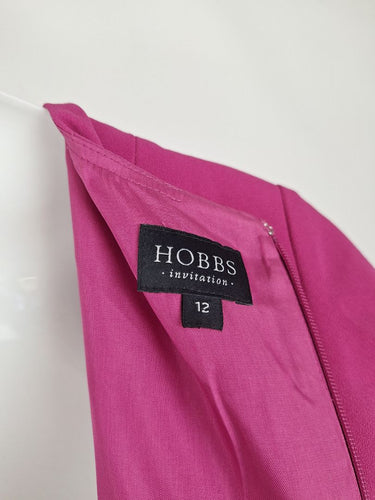 Second-Hand - Hobbs Fuscia Draped Asymmetric Dress Size 12 - SwapUp