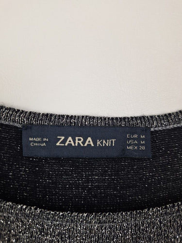 Second-Hand - Zara Festive Metallic Frayed Singlet Top Size M - SwapUp