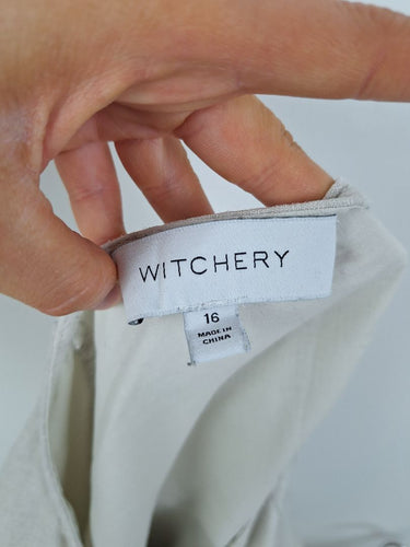 Second-Hand - Witchery Breezy Oatmeal Puffy Sleeved Linen Dress Size 16 - SwapUp