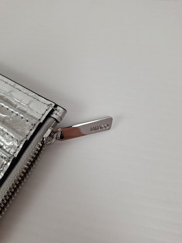 Second-Hand - Mimco Mini Reptile Texture Silver Zip Wallet - SwapUp
