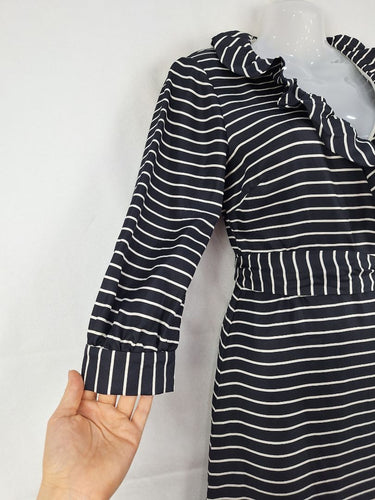 Kate Spade Stripe Ruffle Neck Mini Dress Size 8 by SwapUp-Online Second Hand Store-Online Thrift Store