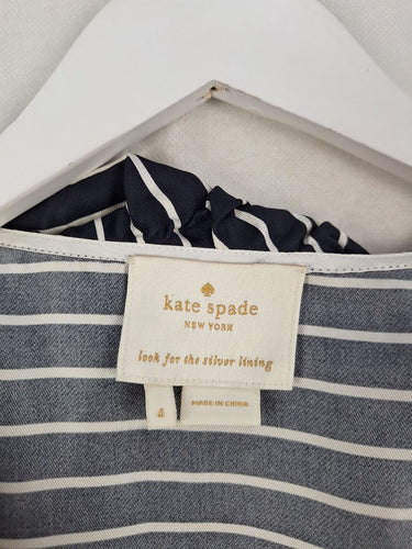 Kate Spade Stripe Ruffle Neck Mini Dress Size 8 by SwapUp-Online Second Hand Store-Online Thrift Store