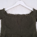 Kitx Khaki Shirred Frayed Hem Off The Shoulder Top Size 6 by SwapUp-Online Second Hand Store-Online Thrift Store