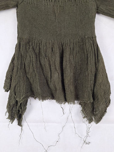Kitx Khaki Shirred Frayed Hem Off The Shoulder Top Size 6 by SwapUp-Online Second Hand Store-Online Thrift Store