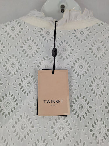 Twinset Chalk Broderie Anglaise Midi Dress Size 12 by SwapUp-Online Second Hand Store-Online Thrift Store