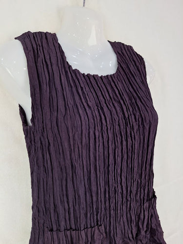 Alquema Aubergine Crinkle Pleat Evening Midi Dress Size 10 by SwapUp-Online Second Hand Store-Online Thrift Store