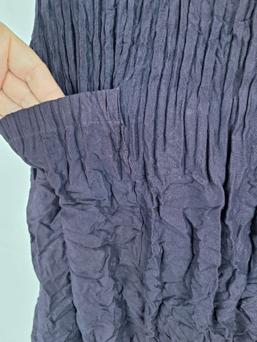 Alquema Aubergine Crinkle Pleat Evening Midi Dress Size 10 by SwapUp-Online Second Hand Store-Online Thrift Store