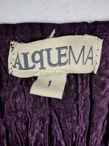 Alquema Aubergine Crinkle Pleat Evening Midi Dress Size 10 by SwapUp-Online Second Hand Store-Online Thrift Store