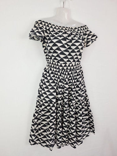 Country Road Off Shoulder Geometric Gathered Dress Size 8 by SwapUp-Online Second Hand Store-Online Thrift Store