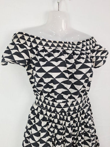 Country Road Off Shoulder Geometric Gathered Dress Size 8 by SwapUp-Online Second Hand Store-Online Thrift Store