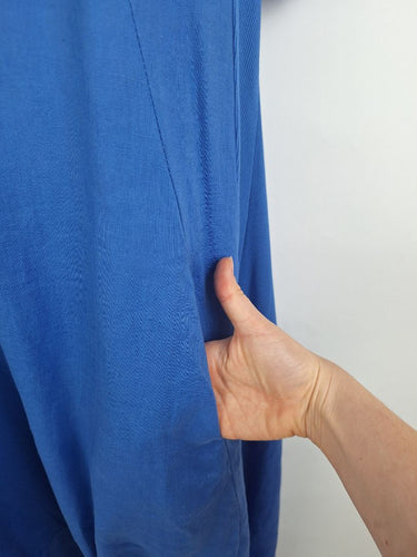 Second-Hand - Cali&Co Royal Blue Linen Panelled Dress Size M - SwapUp