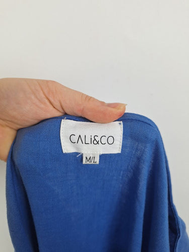 Second-Hand - Cali&Co Royal Blue Linen Panelled Dress Size M - SwapUp
