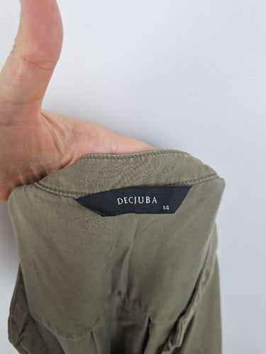 Second-Hand - Decjuba Stonewash Olive Long Top Size 14 - SwapUp
