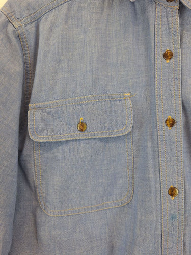 Second-Hand - Brown Sugar Chambray Mini Button Shirt Size 12 - SwapUp