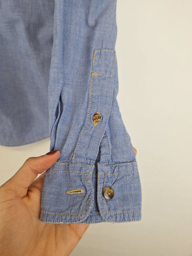 Second-Hand - Brown Sugar Chambray Mini Button Shirt Size 12 - SwapUp