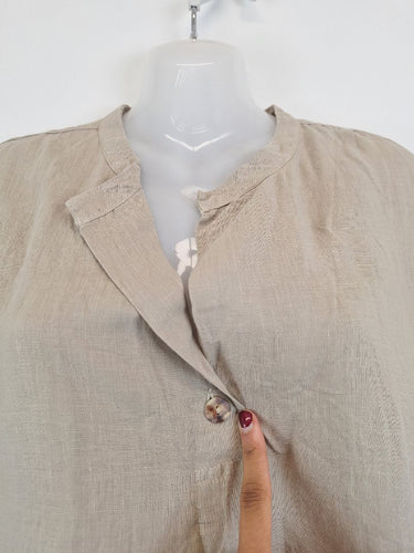 Second-Hand - Valia Sandy Desert Linen Midi Dress Size S - SwapUp