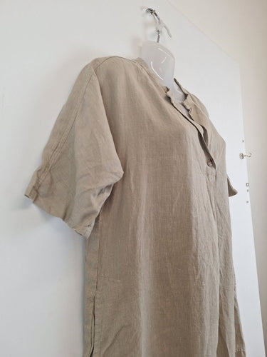 Second-Hand - Valia Sandy Desert Linen Midi Dress Size S - SwapUp