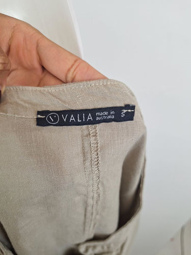 Second-Hand - Valia Sandy Desert Linen Midi Dress Size S - SwapUp