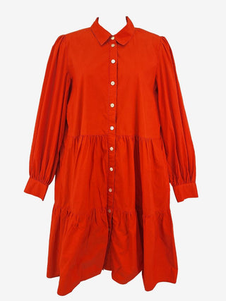Second-Hand - Witchery Blood Orange Tiered Shirt Dress Size 10 - SwapUp