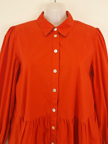 Second-Hand - Witchery Blood Orange Tiered Shirt Dress Size 10 - SwapUp