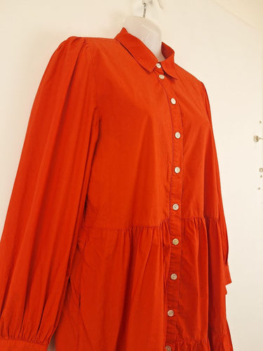 Second-Hand - Witchery Blood Orange Tiered Shirt Dress Size 10 - SwapUp