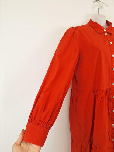 Second-Hand - Witchery Blood Orange Tiered Shirt Dress Size 10 - SwapUp