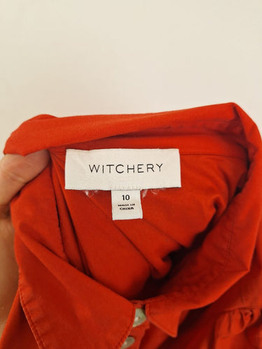 Second-Hand - Witchery Blood Orange Tiered Shirt Dress Size 10 - SwapUp