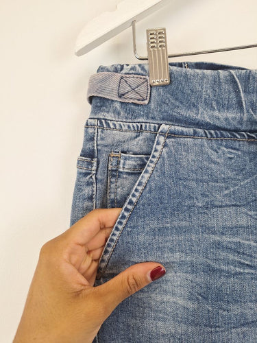 Second-Hand - Threadz Casual Washed Elastic Waist Jeans Size S - SwapUp