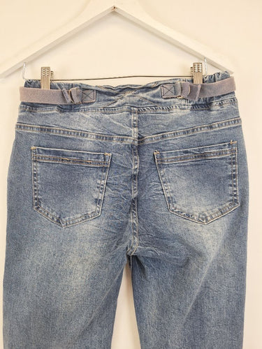 Second-Hand - Threadz Casual Washed Elastic Waist Jeans Size S - SwapUp