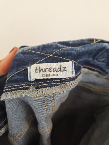 Second-Hand - Threadz Casual Washed Elastic Waist Jeans Size S - SwapUp
