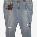 Second-Hand - Mink Floral Embroidery Light Wash Jeans Size 24 - SwapUp