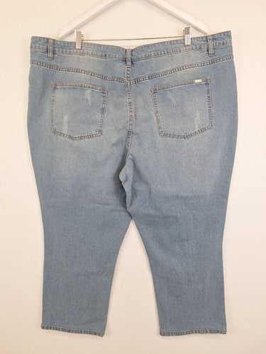 Second-Hand - Mink Floral Embroidery Light Wash Jeans Size 24 - SwapUp