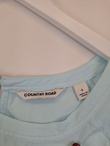 Second-Hand - Country Road Ice Blue Capped Sleeve Everyday Essential Top Size S - SwapUp