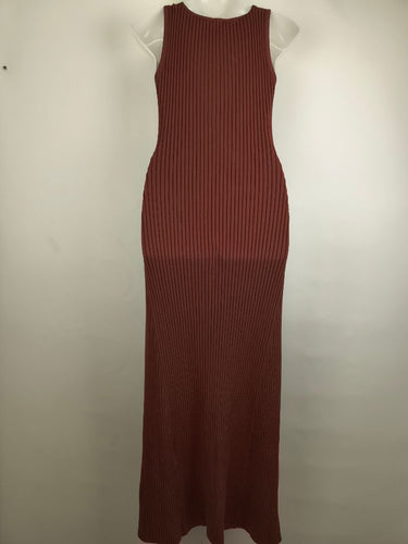 Second-Hand - Witchery Terracotta Ribbed Maxi Dress Size S - SwapUp
