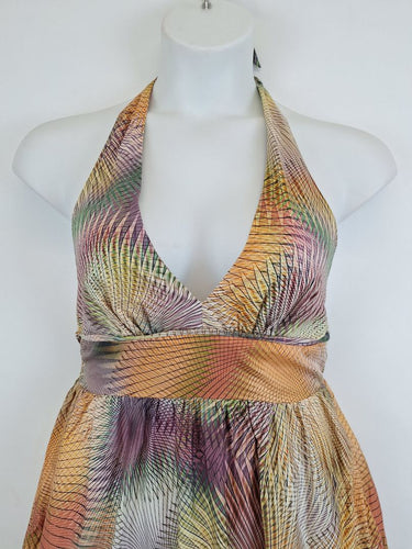 Second-Hand - Leona Edmiston Autumn Hues Halter Neck Midi Dress Size M - SwapUp
