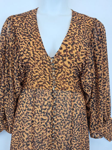 Second-Hand - C/MEO Collective V Neck Mustard Midi Dress Size M - SwapUp
