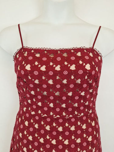 Second-Hand - Talulah Merlot Floral Lace Midi Dress Size M - SwapUp