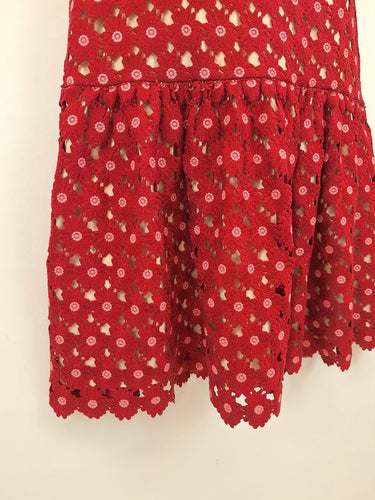 Second-Hand - Talulah Merlot Floral Lace Midi Dress Size M - SwapUp