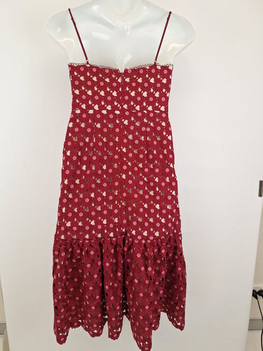 Second-Hand - Talulah Merlot Floral Lace Midi Dress Size M - SwapUp