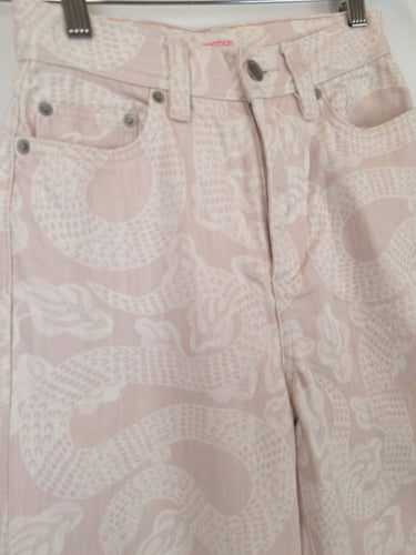 Second-Hand - Gorman Python Wide Leg Pale Dusty Denim Pants Size 6 - SwapUp