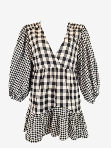 Lottie Hall Contrast Gingham Tiered Picnic Mini Dress Size 12