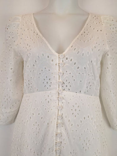 Second-Hand - Kachel Button Up Broderie Picnic Midi Dress Size 12 - SwapUp