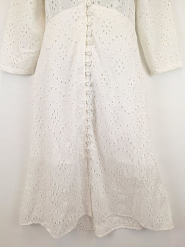 Second-Hand - Kachel Button Up Broderie Picnic Midi Dress Size 12 - SwapUp